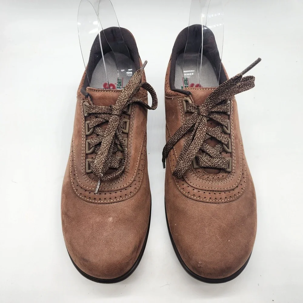 SAS Free Time Walking Shoes Women's 9 NARROW Brown Leather Lace Up Comfort Shoes